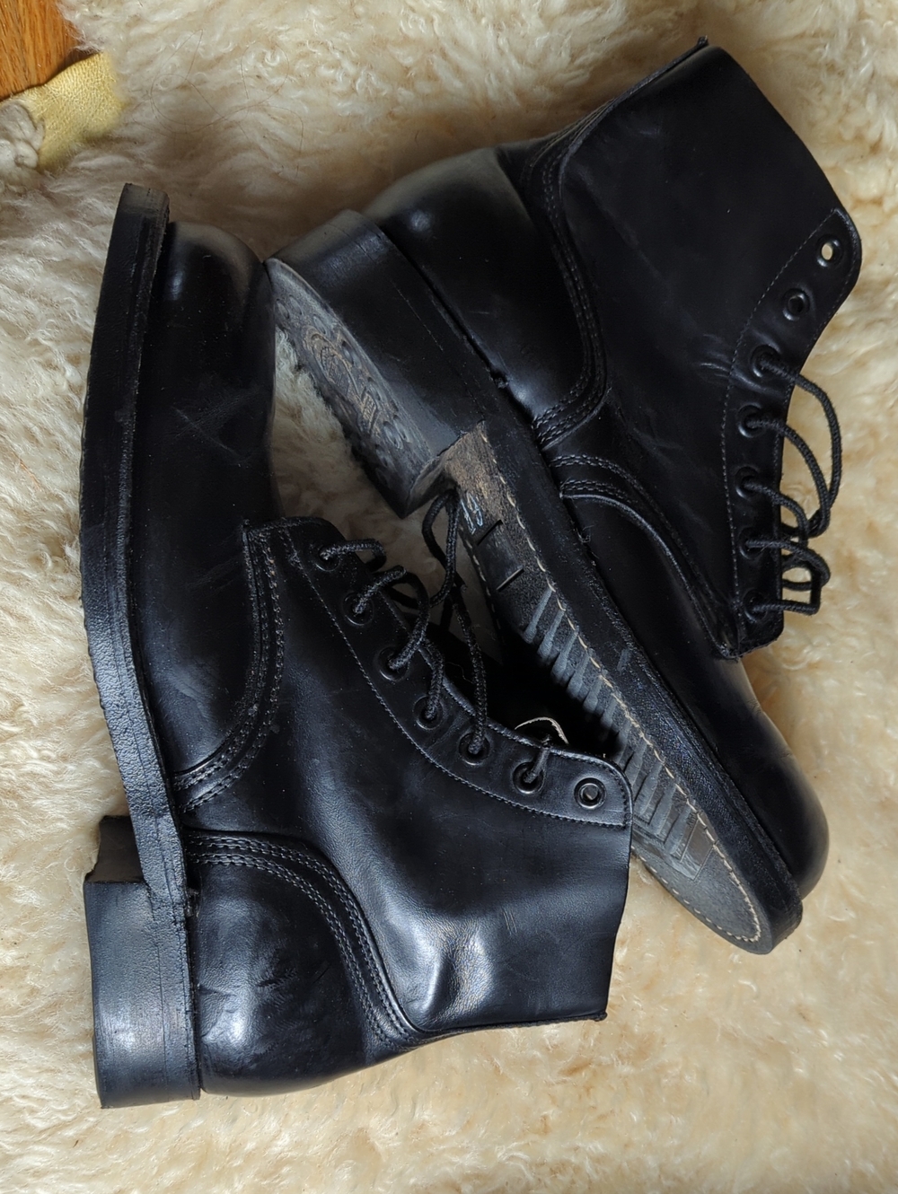 Vintage 90s Combat Boots Black Leather Lace-Up Boots